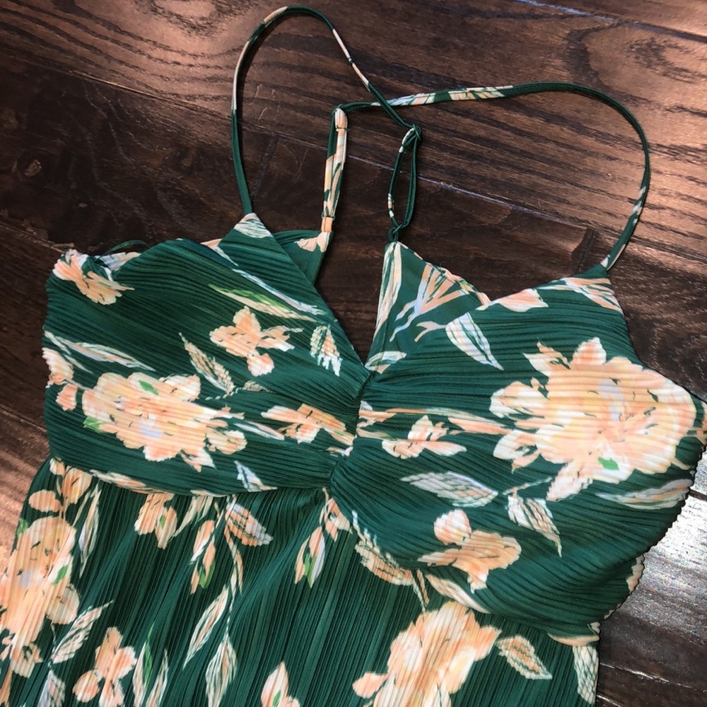 A new day green floral leather maxi dress size large new with tags - Picture 6 of 9